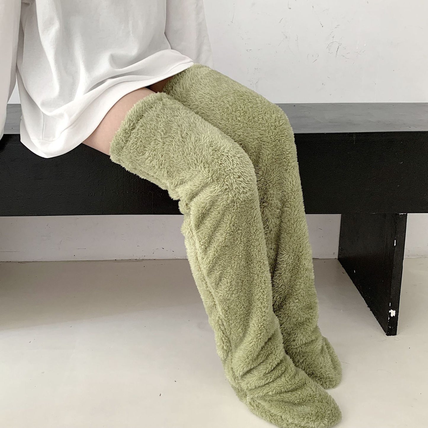 Fuzz Fluff - Over The Knee Fuzzy Sock Plush Slippers