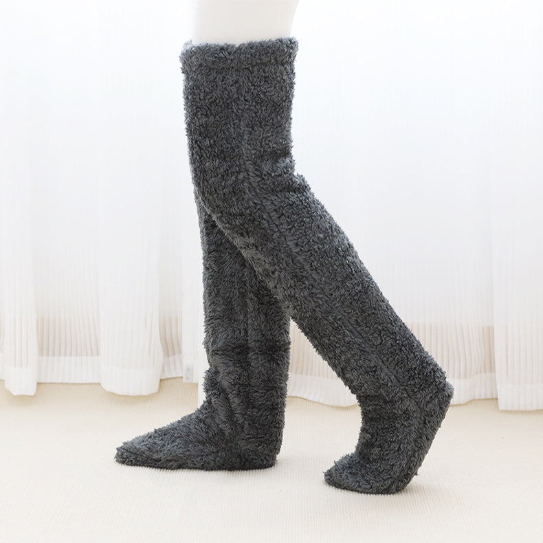 Fuzz Fluff - Over The Knee Fuzzy Sock Plush Slippers
